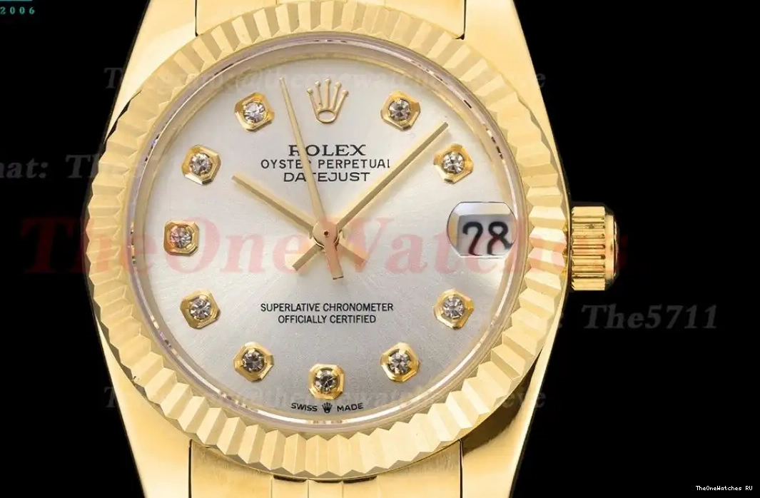 28mm YG Datejust Dia Silver MY8215 GDF Jub YG 0427